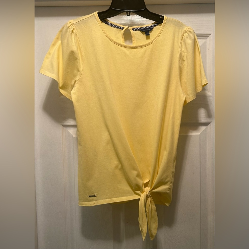 Nautica Yellow Tie-Front Blouse